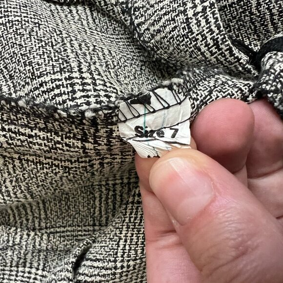 Vintage 90s Plaid Black & White High Waisted Pleated Trousers Express Size 26" - Picture 2 of 8